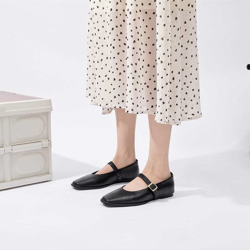 AIYUQI Mary Jane Scarpe Donna in vera pelle 2025 Nuove scarpe da balletto a scatto Donna Punta quadrata Scarpe piatte da donna in pelle bovina