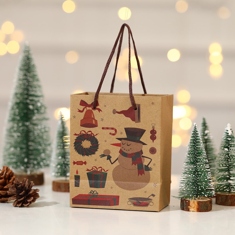 13.5*11*6.3Cm Christmas Bag Kleine Kerstman Draagtas Bag Prachtige Kraftpapier Kinderen Bag Voor Kerst Cadeau