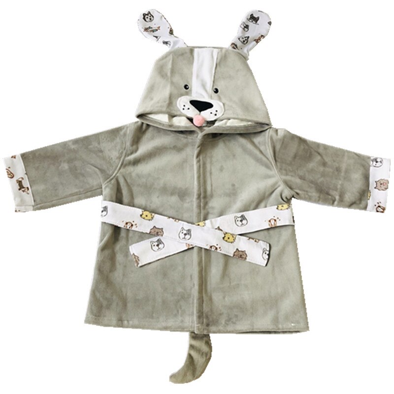 Peignoir à capuche pour bébé garçon, serviette douce et Ultra absorbante, bonne: gray dog