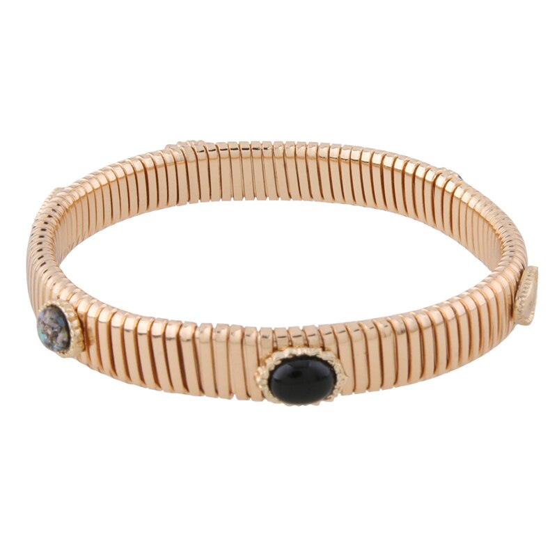 Braccialetti a catena a molla alla moda di moda braccialetti di marca in rame argentato donna manuale a gradiente aperto per regalo di gioielli con ciondoli nazionali: black