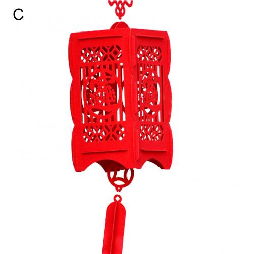 Chinese Year Square Palace Lantern Hollow Inlaid Spring Festival Decoration Red Lanterns Home Living Room Home Decoration: C