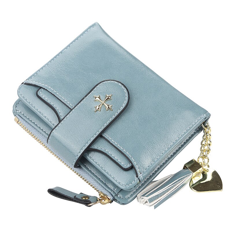 Kvinder tegnebøger pu læder kortholder kort desigh kvindelige pung møntholder kvinder punge: Blå