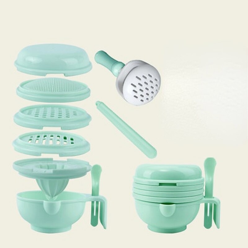 Baby Voedingssupplement Slijpen Kom Handleiding Voedselmolen Fruit Puree Schaar Koken Baby Voedingssupplement Machine Tool Set: Green
