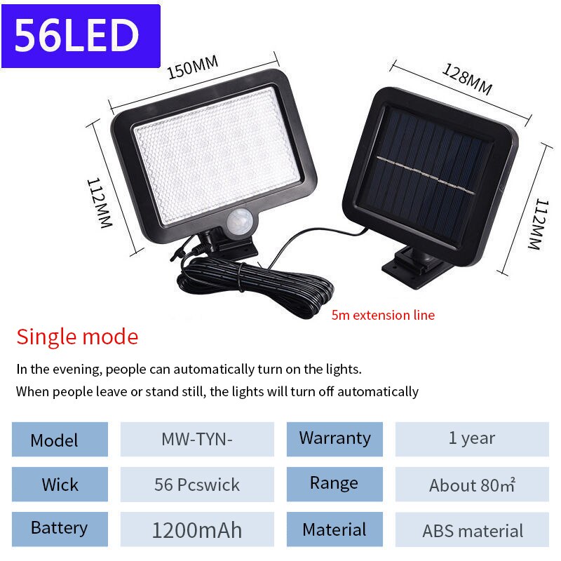 300W LED Solar Light 100W 200W 65W 4/6 COB Outdoors Sun Light Battery Lamp Motion Sensor Garden LED Solar Lamp LED Solar Panel: MW-TYN-56LED