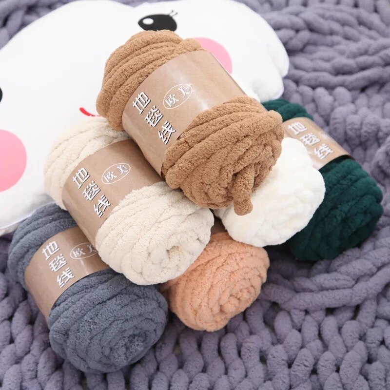 Lana ciniglia in velluto di peluche spesso super morbido e volumoso, maglia calda, filato tutto'uncinetto, coperta fai da te, sciarpa, 250 g * 2 pezzi = 500 g