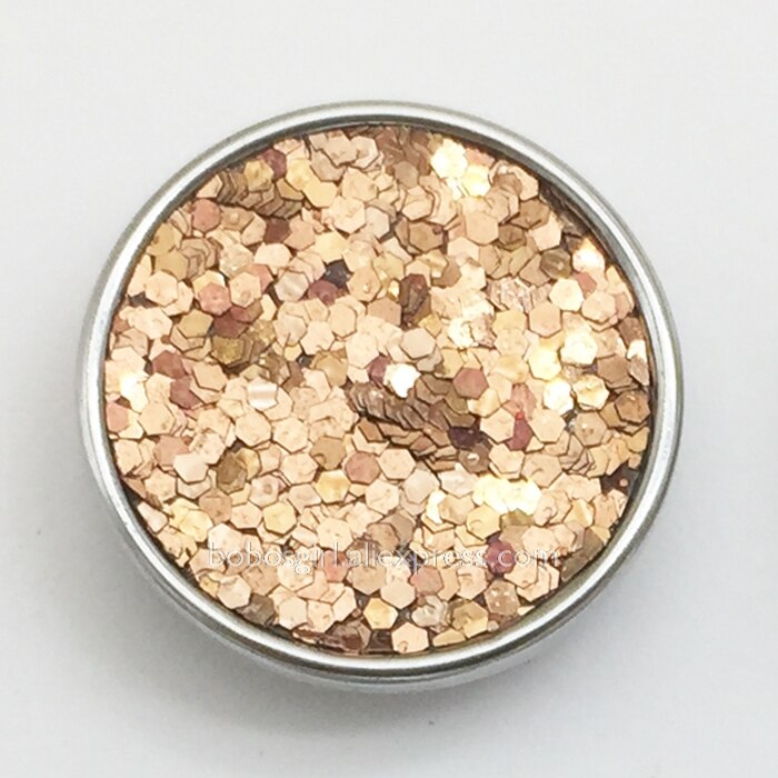 Schitterende glitter zeemeermin veelkleurige koperen armband met 20mm drukknopen, doe-het-zelf armband  mf7767: Champagne