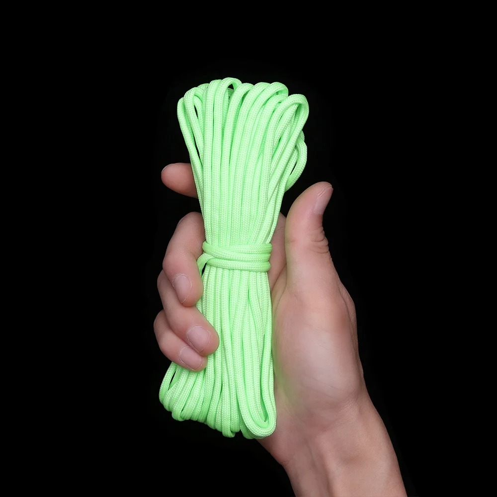 Im Dunkeln leuchtendes Leuchtseil, 9 Stränge, 4 mm Paracord, Nylon, 550 Zeltschnur, Outdoor-Fallschirm-Lanyard, Camping, Überleben, EDC