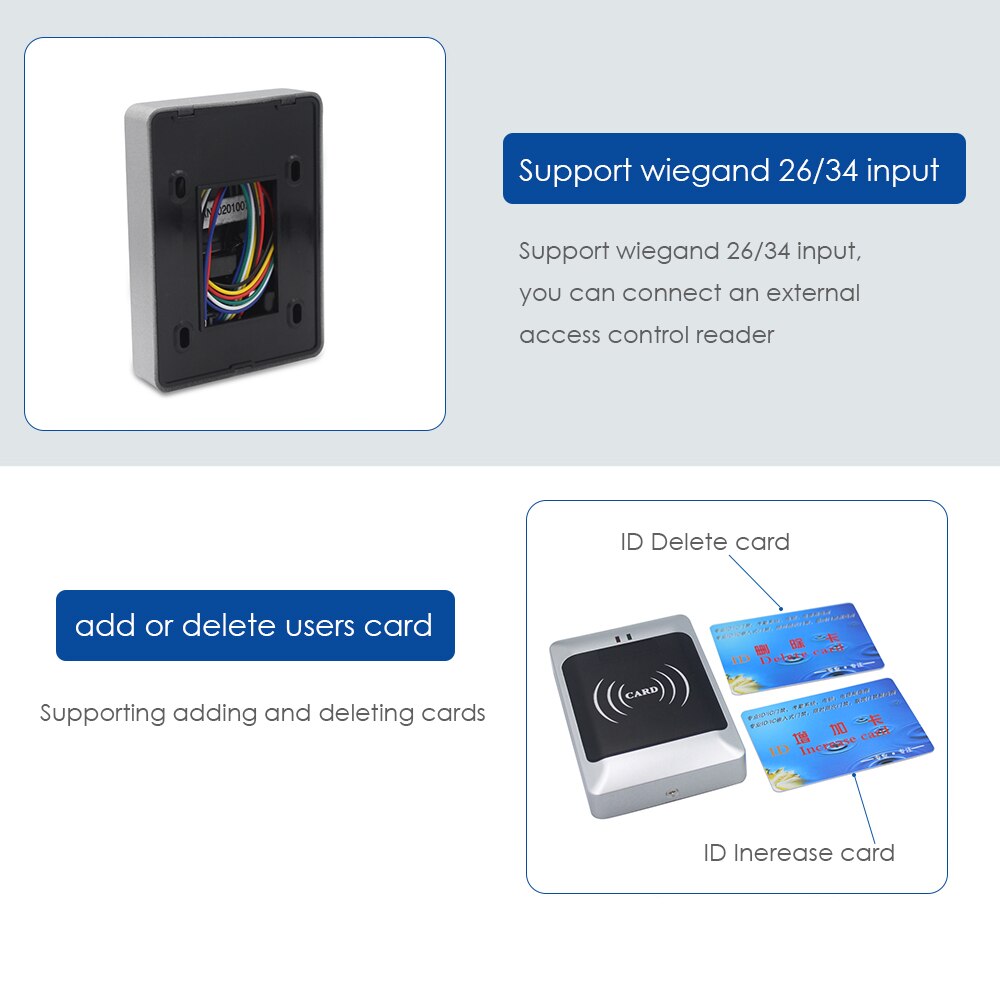Waterproof RFID Standalone Door Access Control Reader Two Mother Card Support External Wiegand Reader Access Controler 2000 User