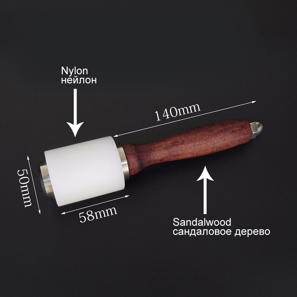 Sanbest Lederen Carving Craft Hamer Tool Kit Koeienhuid Punch Snijden Naaien Diy 350/320G Hamers Gereedschap AT00003: 02-I-nylon