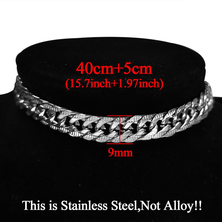 Punk Stainless Steel Choker Necklace For Women Silver Color Short Big Thick Neck Chain Chokers Necklaces Jewelry Neckless: XL1334STS40