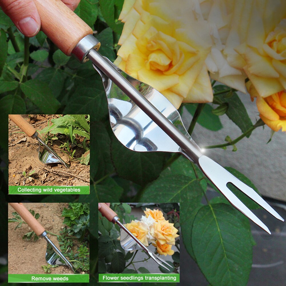 Stainless Steel Root Lifter Weeder Garden Gardening Tool Scarifier Multifunctional Weeding Digging Shovel Menarche Riser