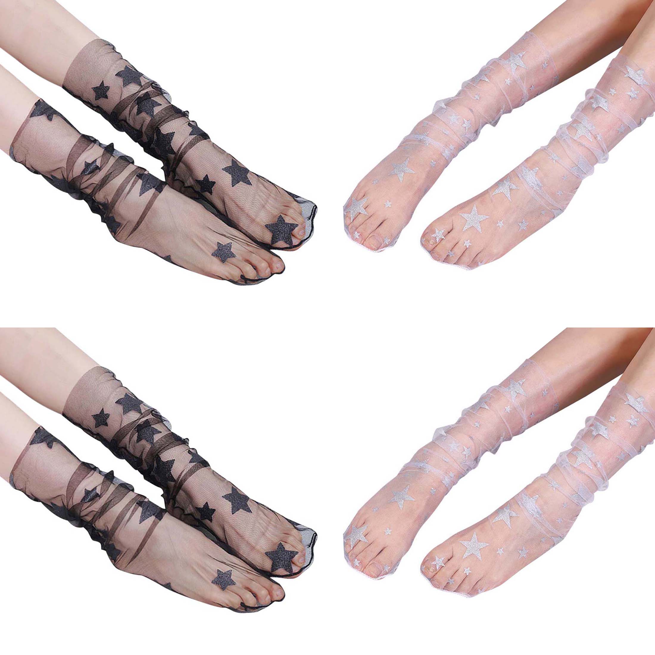 Frauen funkeln verlieren schier Tüll Socken transparent Glänzenden Stern Gittergewebe schlapp Socken Sommer Spitze Strumpfwaren Accessoires