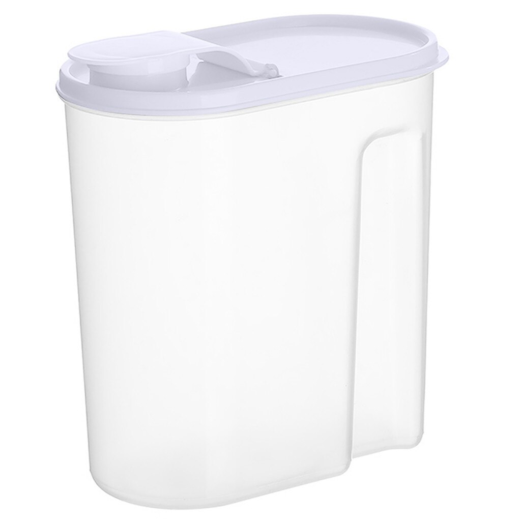 1.8l Food Kitchen Organizer Box Plastic Container Refrigerator Organizer Sealed Crisper Grains Lids Transparent Pp Storage Box: White