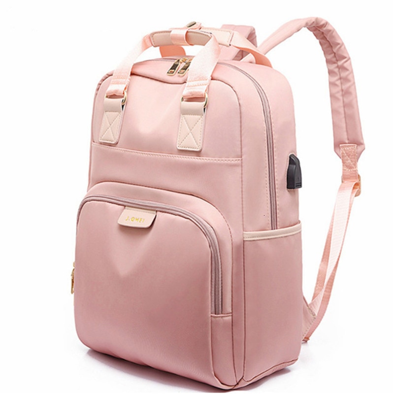 Female Pink Backpack Women's Laptop Backpack 14 15 Inches Woman Waterproof Bagpack School Bags For Teenager Girls Women Rucksack