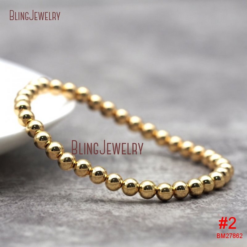 delicato Bracciale in Oro Rosa Riempito in Argento sterlina pila perlina Sfera in Rilievo del Braccialetto di Stirata BM33718: BM27862  (5mm)