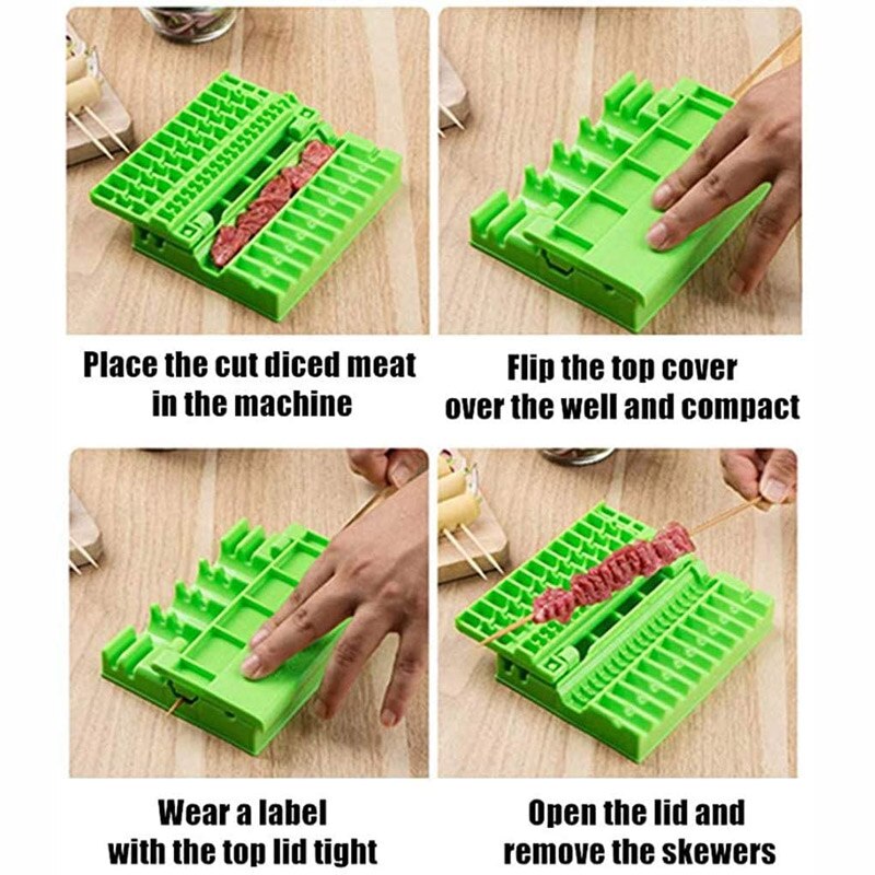 Barbecue Skewers Food Grade PP BBQ Kabob Skewer Maker Tools Easy Barbecue Kebab Maker Meat Skewer Machine BBQ Grill Skewers Tool