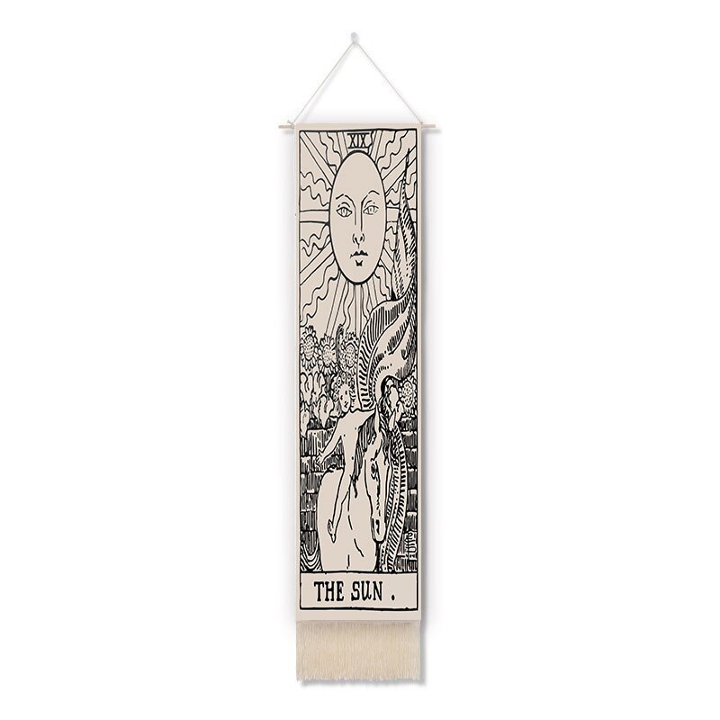 Tapiz de pared de Tarot de Luna nocturna, Mandala, decoración del hogar, imágenes colgantes de dormitorio, diagrama de eje de algodón y lino de macramé: GTTLP(107)