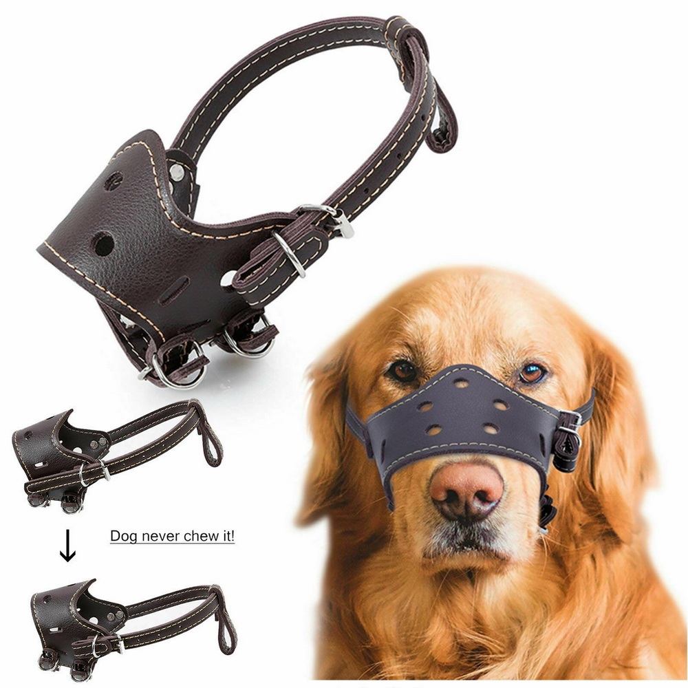 Hund Anti-Borke Biss hund Ausbildung ausrügestochen Maulkorb Maske Weiches Leder Einstellbare Haustier Hund Maulkörbe XS-XL COSP4g120