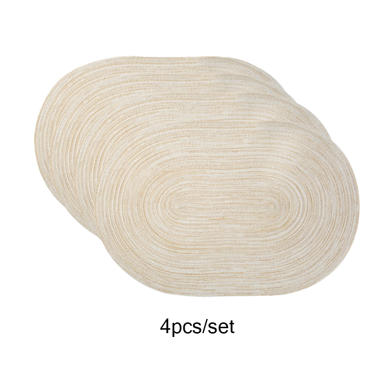 4PCS/set Oval Rop Cotton Braided Table Place Mats Braided Coaster Placemas Non-Slip Table Mats for Dining Kitchen Table Washable: Red