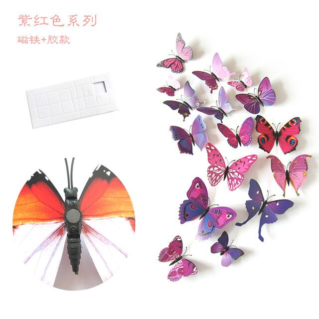 12PCS/Lot Garden Colourful Butterfly Decorative Stakes Wind Spinners Garden Decorations Simulation Butterfly: Lavender