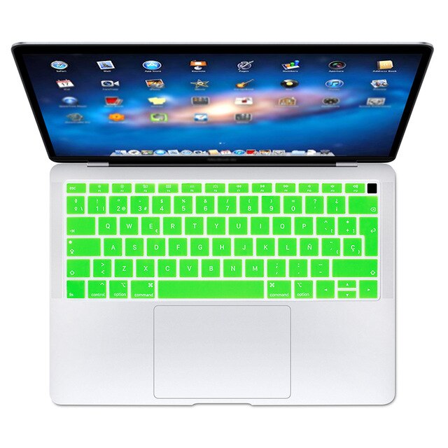 Spanish EU Teclado Keyboard Protector Cover Protective Skin For Apple MacBook Air 13 13.3 Inch A1932 Touch Fingerprint: Green