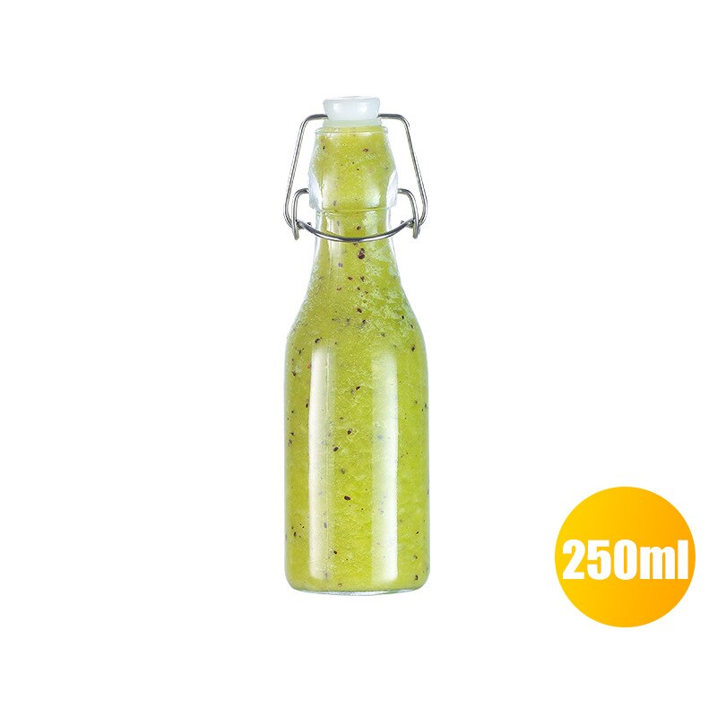 Garrafa de vinho de vidro, garrafas de armazenamento de mel de limão, latas seladas vazias, jarra de fermentação de leite, frasco portátil para vinho de frutas para bar: 250ml