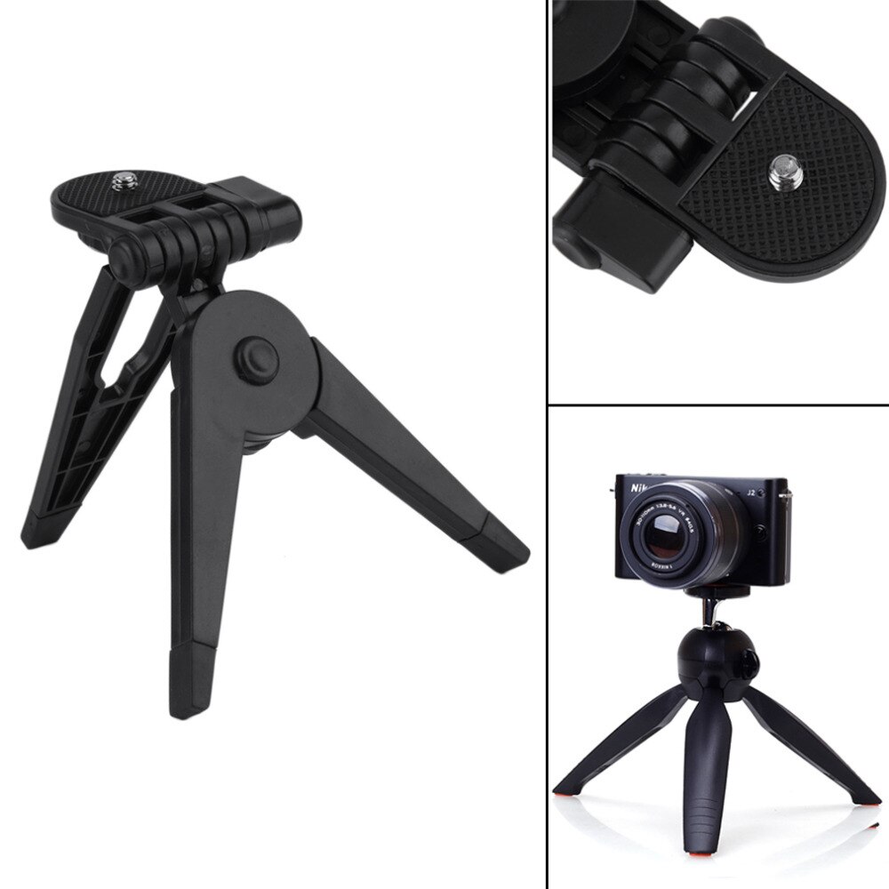 Mini Plastic Foldable Photography Tripod Table Desk Stand Mounting Bracket for Camera Camcorder DSLR SLR Black