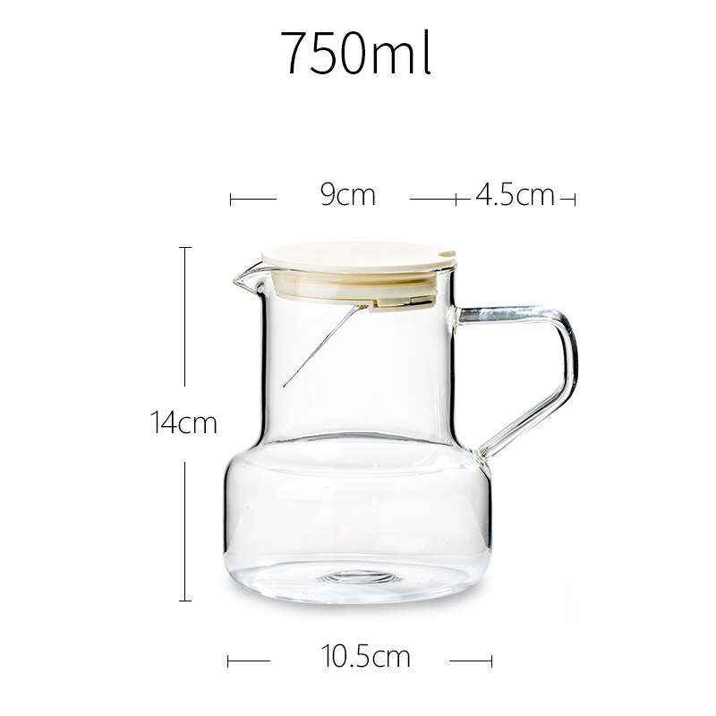 Jarra de agua nórdica, vidrio de alto borosilicato, transparente, resistente a altas temperaturas, tetera fría filtrante: 750ML White jag