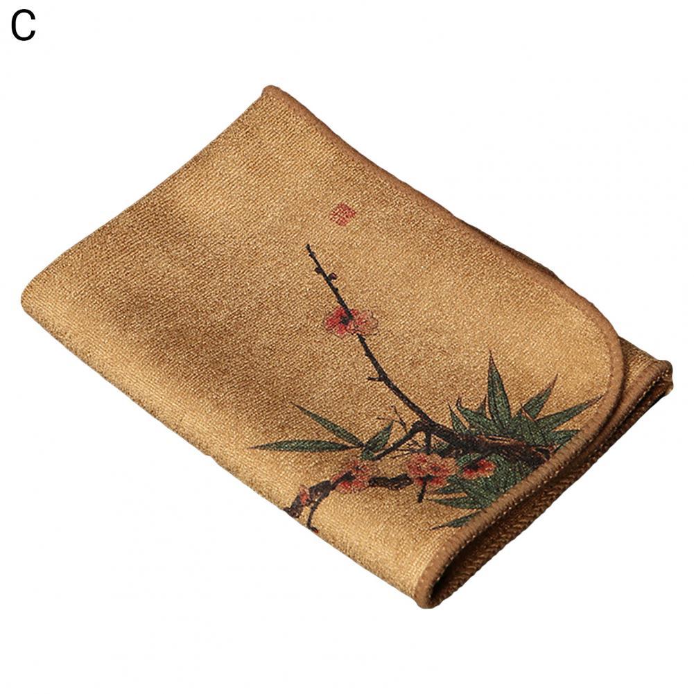 Chinese Style Tea Towel Absorbent Dish Rag Thickened Dishcloth Table Tea Cloth Household Dish Cleaning Wipe салфетки на стол: C
