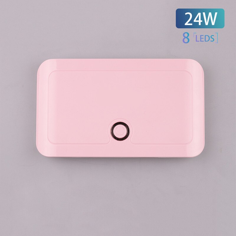 Mini lámpara UV/LED para uñas, 88W/9W, patrones personalizados, interfaz USB portátil, conveniente para uso doméstico, secador de uñas al por mayor: H8PLUS (Pink)