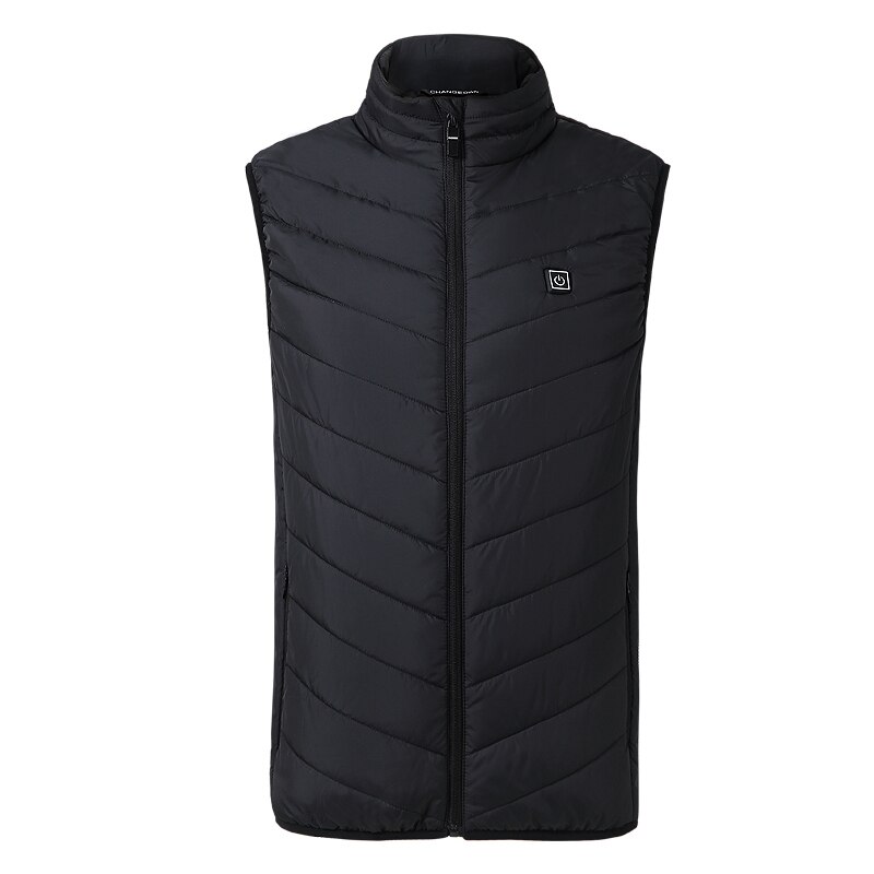 Chaleco calefactable con USB para hombre y mujer, ropa térmica de calefacción, chaqueta de refrigeración de invierno, Chaleco de pesca sólido, Chaleco Nerf, Chaleco Gilet choffer,: Black / XXXL