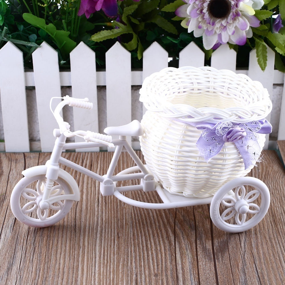 Vase Bicycle Shape Flower Basket Rattan Vase Crafts Home Table Decor 23*12.5*9 Cm Vase