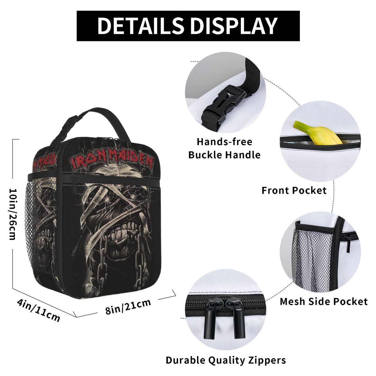 Custom Heavy Metal Lunch Bag Women Cooler Thermal Insulated Lunch Boxes for Children School