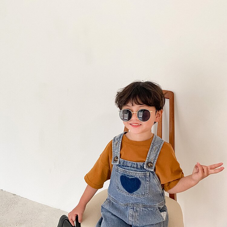 Koreaanse Stijl 2022 Hart Denim Overalls Lente Unisex Casual Broek Jarretel