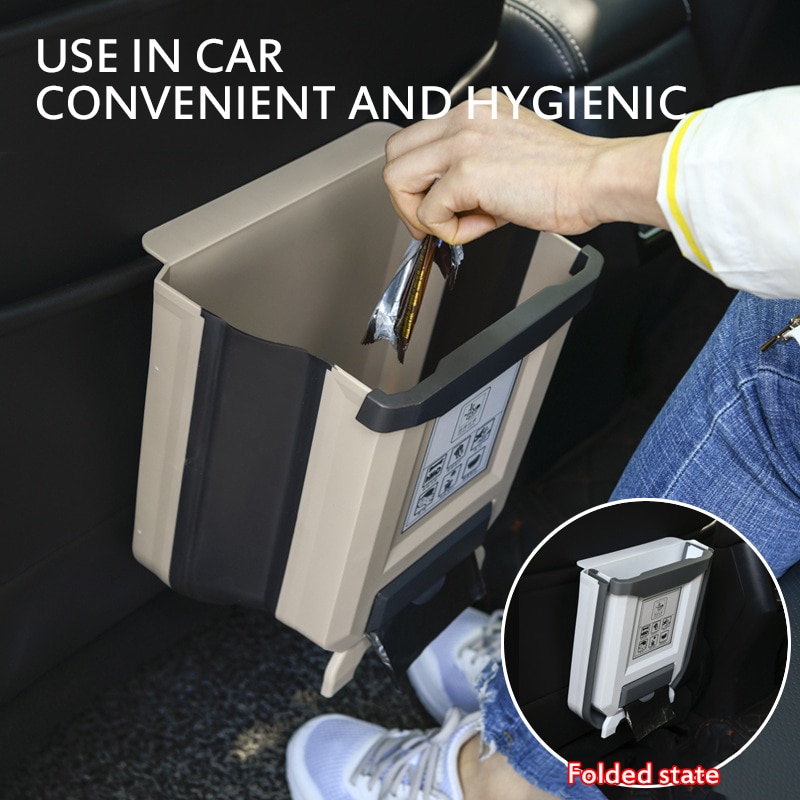 Folding Waste Bin Kitchen Cabinet Door Hanging Trash Bin Trash Can Wall Mounted Trashcan For Bedroom Toilet Waste Storage