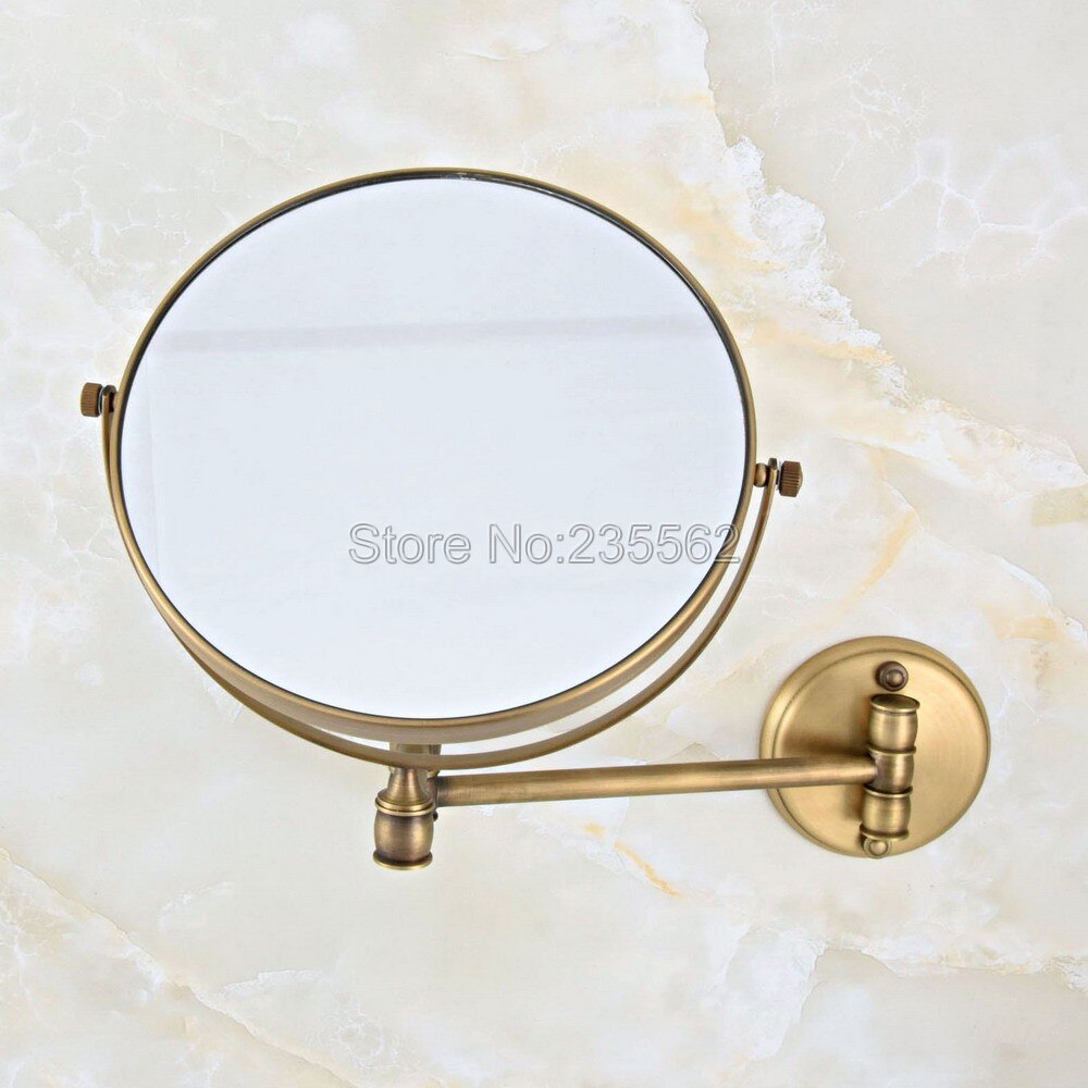 Antique Brass Folding Dual Arm Extend Bathroom Makeup mirrors 1:1 and 1:3 magnifier Cosmetic Bathroom Wall Mirror Lba635