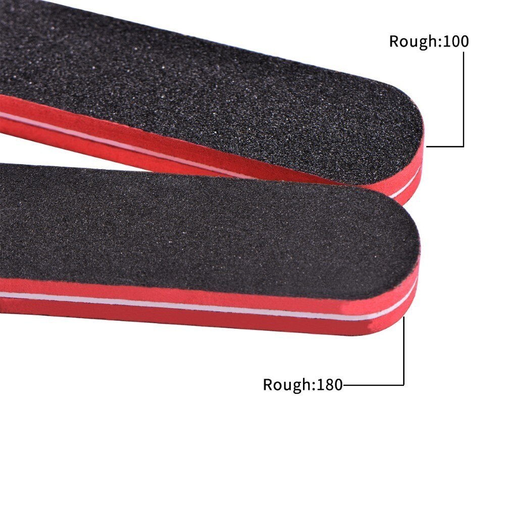 BEAUTYBIGBANG 5 Piece 17cm 100/180 Nail File Manicure Pedicure Limas Nagelvijl Black Red Color Wood Nail Art Nail Buffer Block