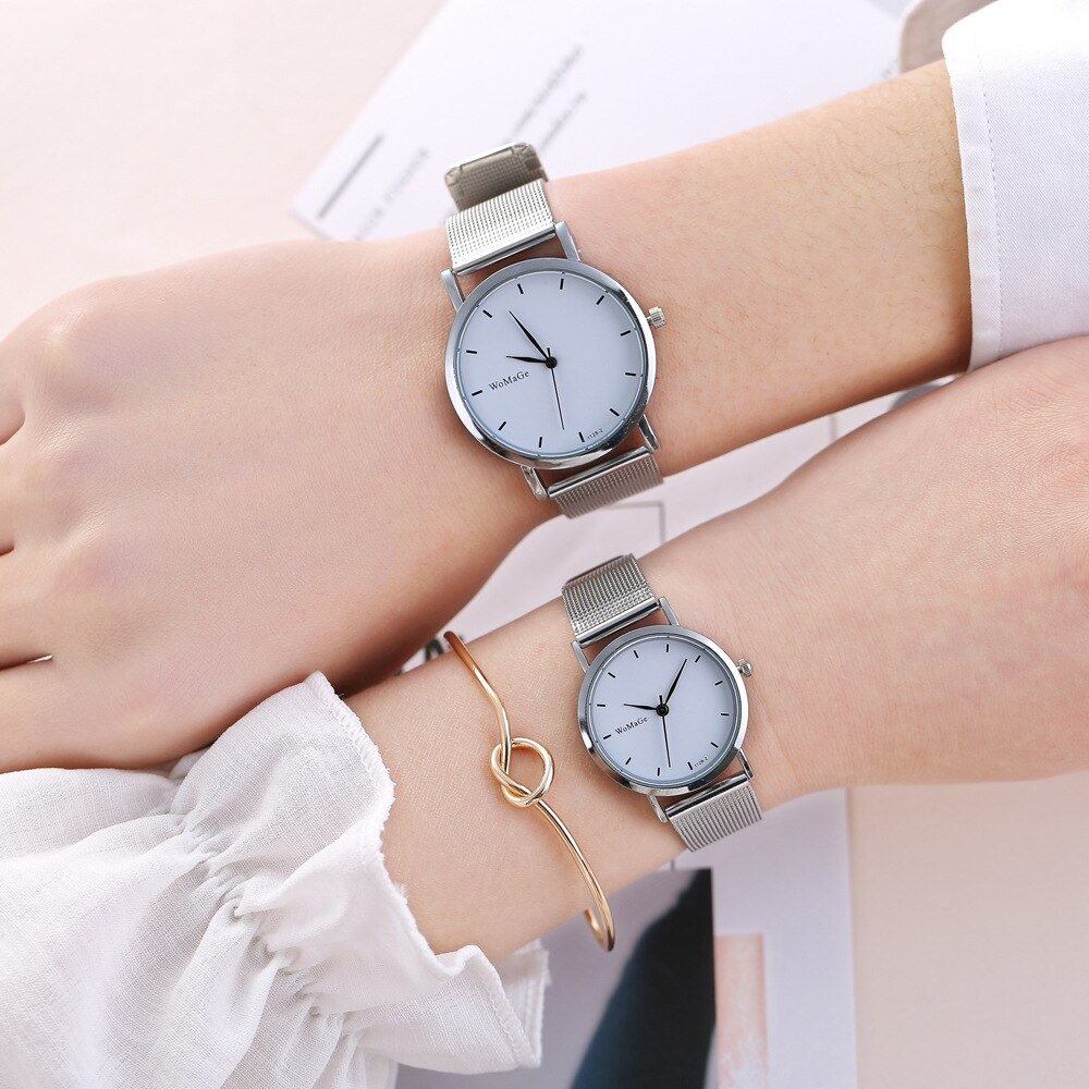 Couple‘s Watch Stainless Steel Quartz Wristwatch Simple Student Watch Men Women Girl Watch Clock Relogio C023