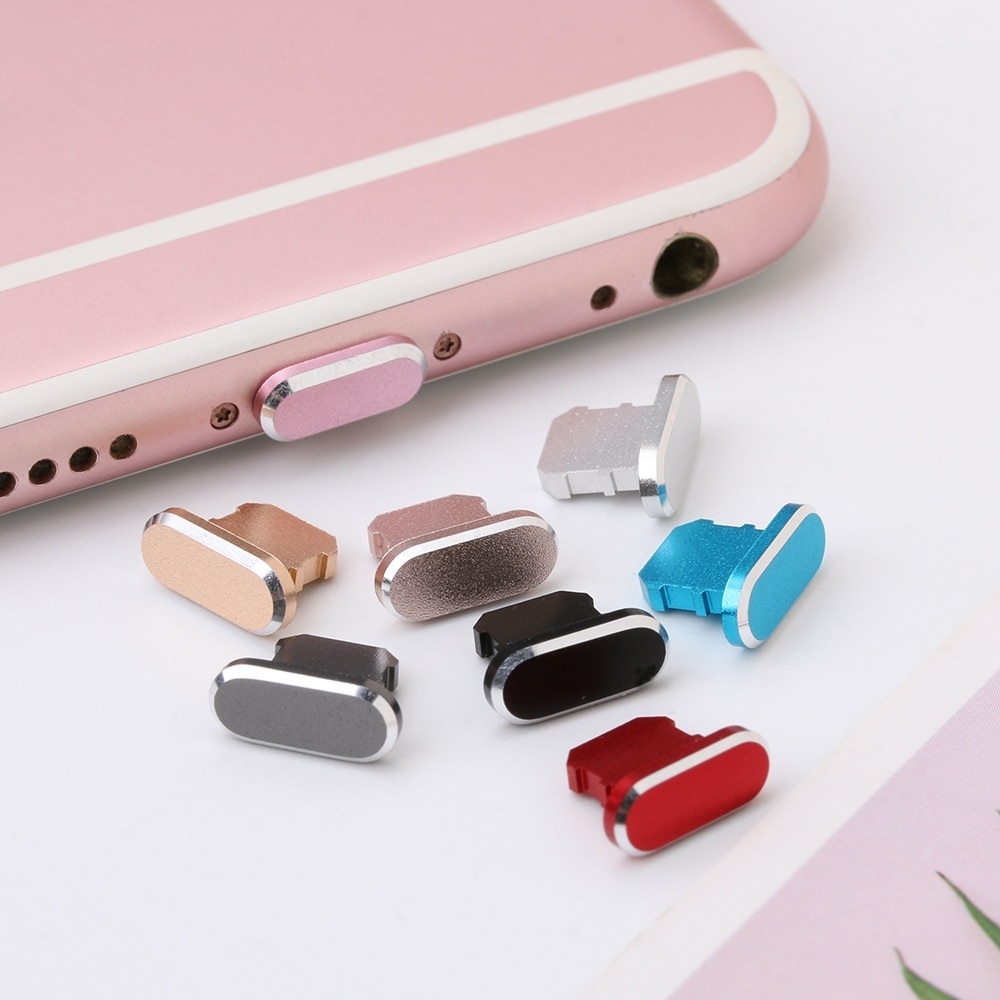 1Pc Kleurrijke Metal Anti Dust Dock Charger Plug Stopper Cap Cover Voor Iphone X Xr Max 8 7 6S Plus Mobiele Telefoon Accessoires