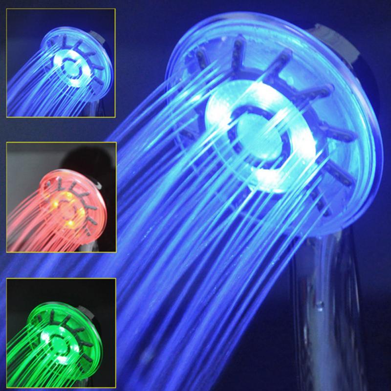 3 kleuren LED Douchekop Changing Light Water Temperatuur Neerslag Hand-held