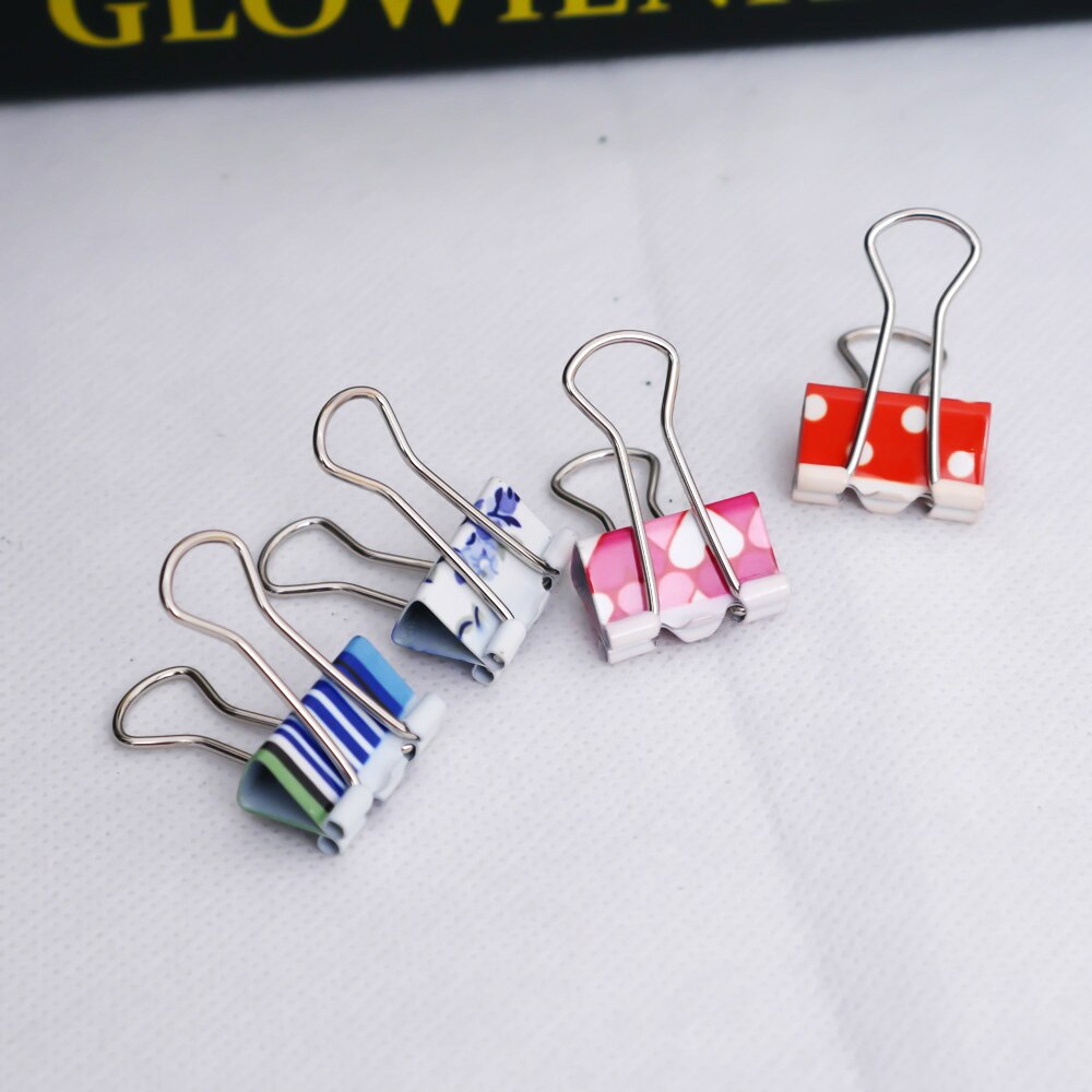5 sztuk mały rozmiar 38mm drukowane metalowe klipsy robić segregatorów zacisk papieru biuro szkoła wiążące materiały kolor losowo