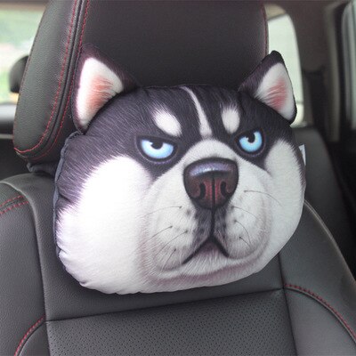Chiziyo autostol dejlige 3d printede bamse hunde dyr ansigt bil nakkepude auto sikkerhed nakkestøtte pude: 8 med fyldstof