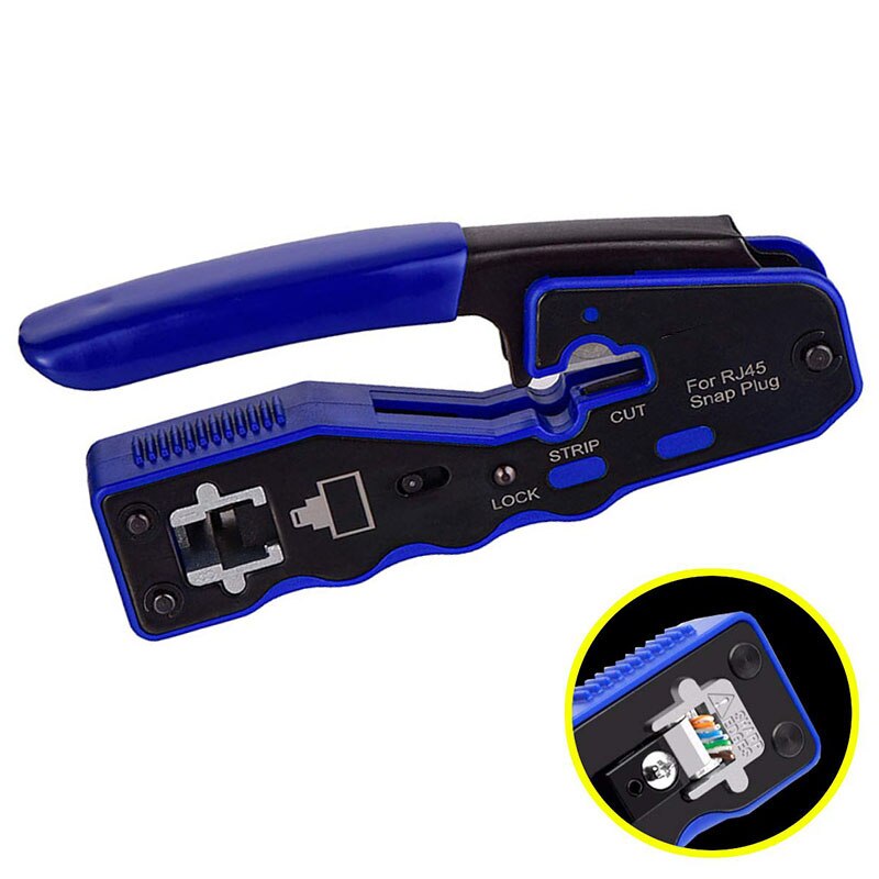 Herramienta de crimpado RJ45, cortador de paso Cat6, Cat5, Cat5e, 8P8C, conectores modulares, engarzador de Cable todo en uno