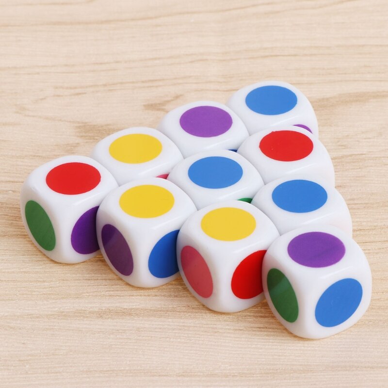 10Pcs 15Mm Multicolor Acryl Cube Dice Kralen Zes Zijden Draagbare Tafel Games Speelgoed
