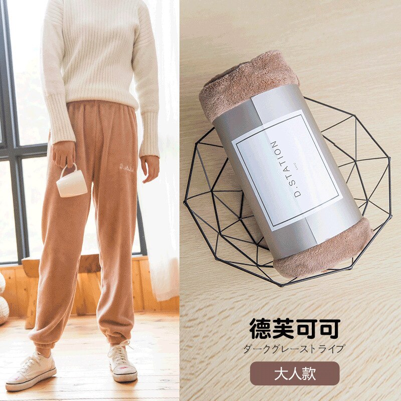 Pantalones de pijama de franela para mujer, ropa de dormir de invierno, informal, suave, para uso diario, gruesa, de terciopelo, largos, sueltos y cálidos