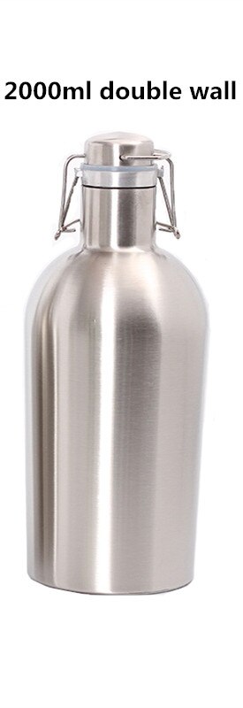 2000ml grande capacidade barril de vinho tinto garrafa de vácuo uísque licor garrafa 304 aço inoxidável 304 álcool vokda hip garrafa lidar com tampa: 2000ml Insulated