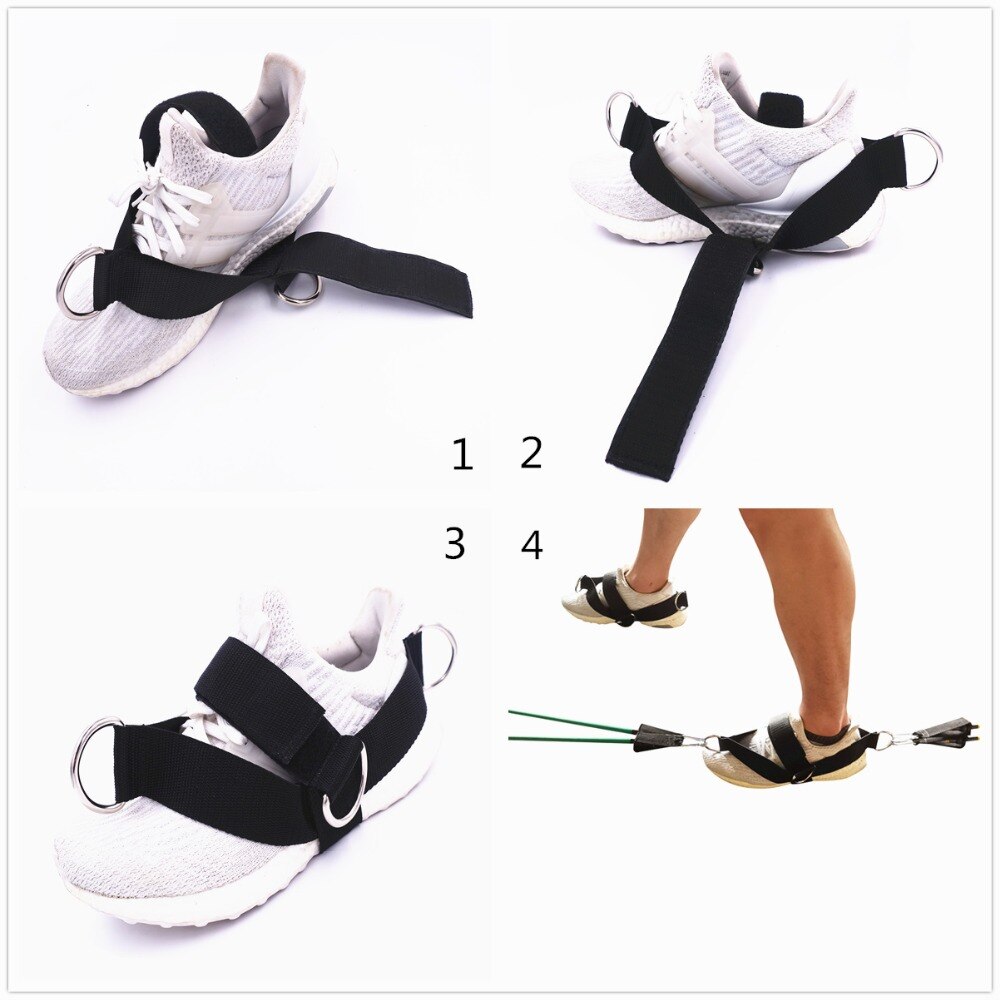 4 d- -ringar ankelrem för kabelmaskiner och motståndsband kvinnor/män storlekar glute benband för fitness gym workout stretching