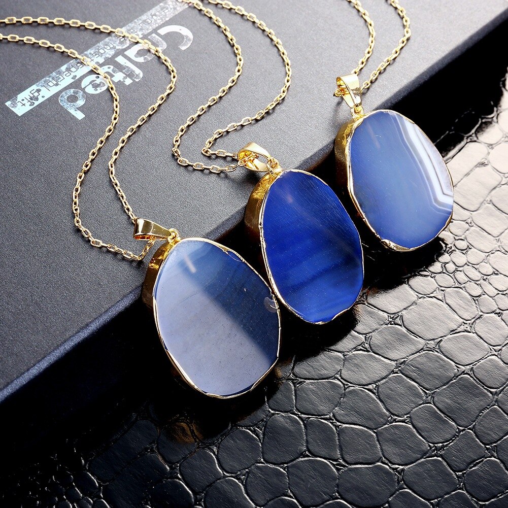 Coolkala criativo natural azul manaus colar novo simples pingente masculino e feminino acessórios de moda
