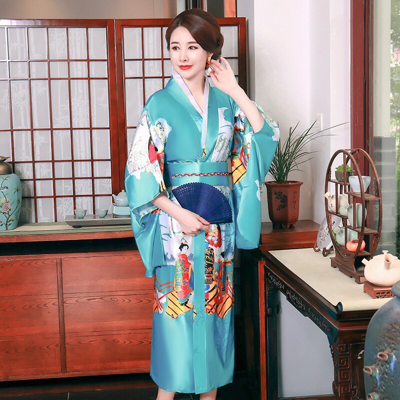 Satijnen Pyjama Japanse Kimono Dames Zomer Mid Mouwen Bridal Dressing Gown Plus Size Home Service Kamerjas Badjas