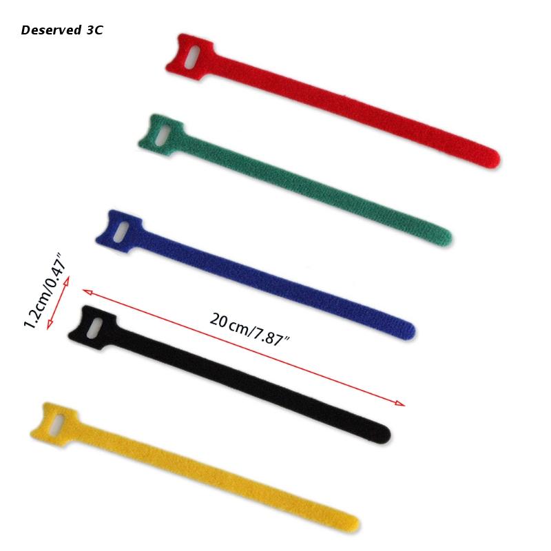15x Adjustable Polyester Loop Cable Ties Cable Tidy Strap Multi Color Cable Organizer Releasable Velc ro Cleat Strap